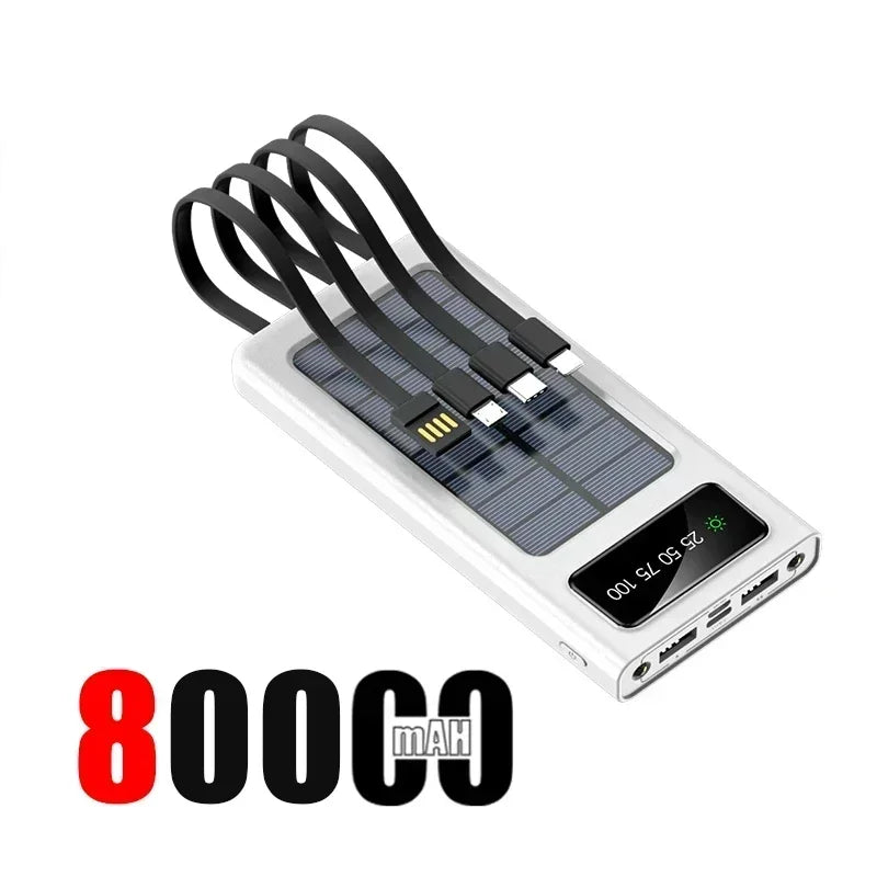 Ultra Capacity 200,000mAh Solar Power Bank - 120W Super Fast Charging with LED Light for iPhone 17 & Samsung - Perfect for Outdoor Adventures!