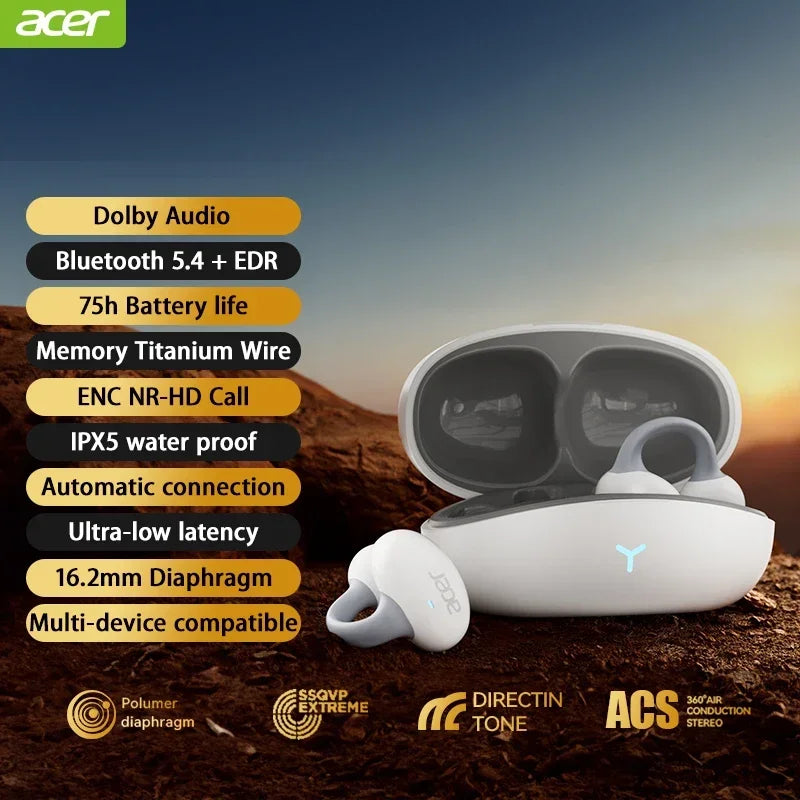 OHR206 Waterproof Bluetooth 5.4 Clip-On Earphones with Dolby Sound - Perfect for Sports!