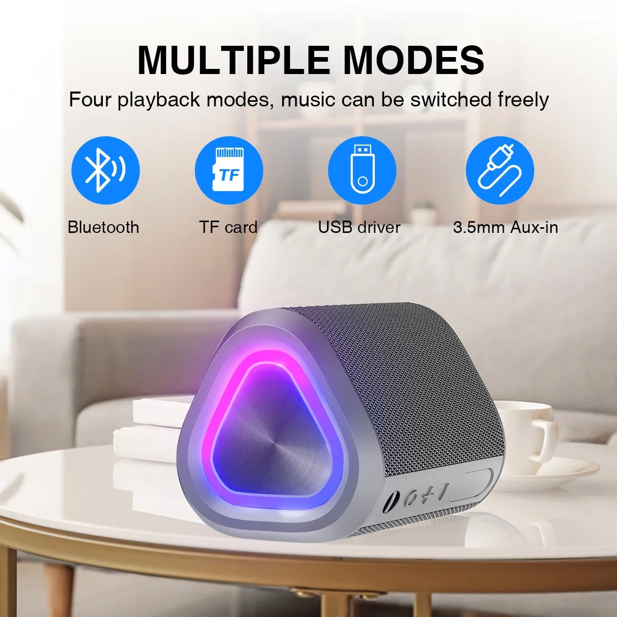 Experience Ultimate Freedom with Our Portable Bluetooth Speaker - IPX7 Waterproof, 24-Hour Playtime, and Stunning Sound in Gray