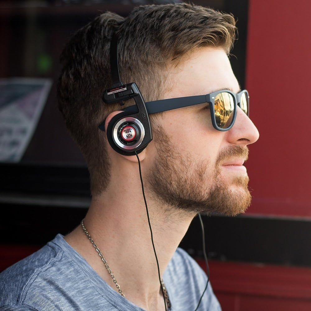 Experience Iconic Sound with the Porta Pro Black Retro 80s On-Ear Headphones - Wired 3.5mm Plug, Collapsible Design, and Soft Case Included!
