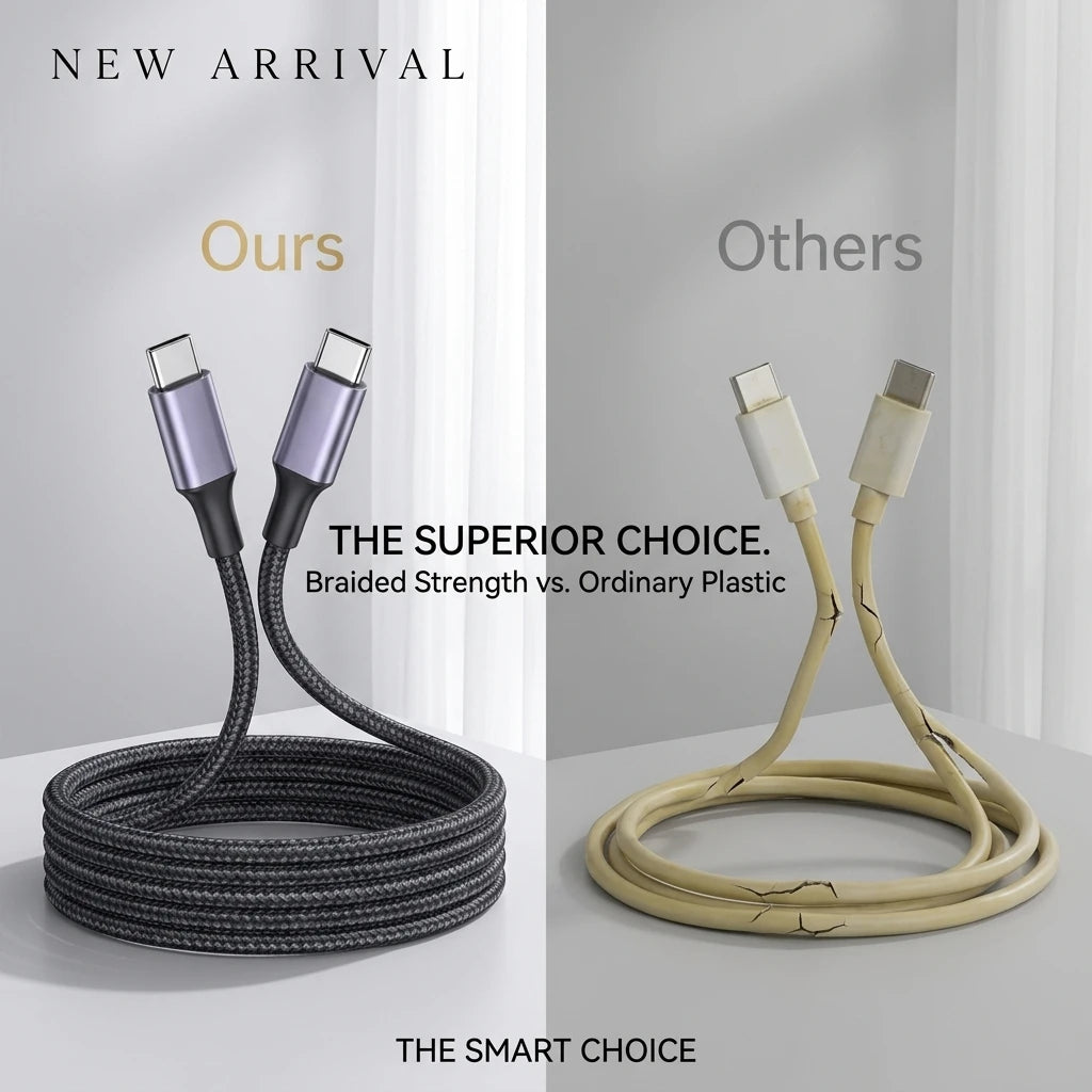 Premium 6.6Ft USB C to USB C Fast Charging Cable - Durable Nylon Braided Design with Metal Connectors - Perfect for Macbook Pro, iPad Air, Samsung Galaxy S24/S23, Google Pixel, and More!