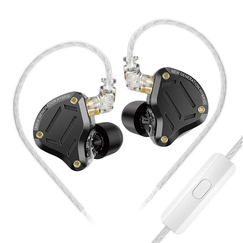 ZS10 PRO Hybrid Wired Earbuds - 1DD+4BA IEM with 4-Level Tuning Switch & 3-Way Crossover for Gaming