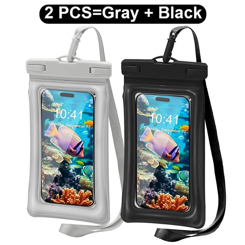 2-Pack Waterproof Phone Pouch & Case - IPX8 Floating Dry Bag for Beach Use - Fits Phones Up to 7.2 Inches