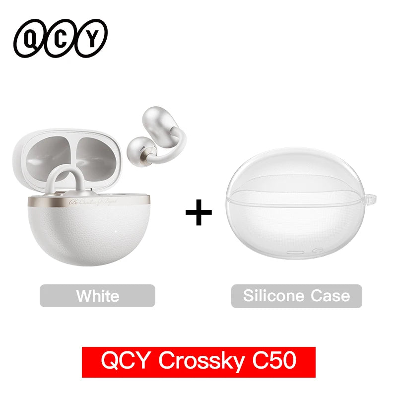 Crossky C50 Open Ear Wireless Earbuds - Bluetooth 6.0, Comfort Clip-on Sports Earphone with 4 Mic AI Clear Call & Bass Boost Sound