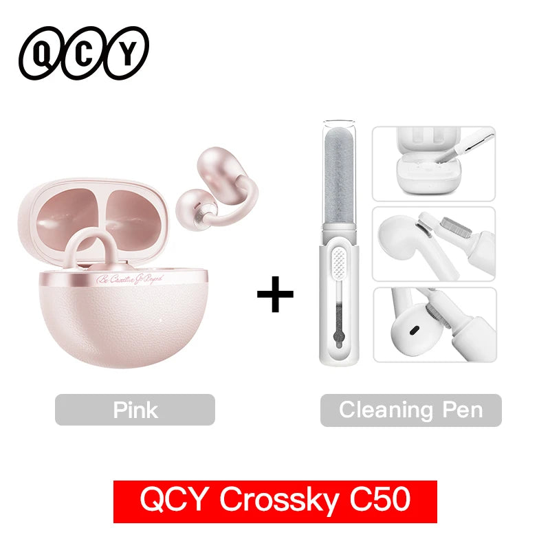 Crossky C50 Open Ear Wireless Earbuds - Bluetooth 6.0, Comfort Clip-on Sports Earphone with 4 Mic AI Clear Call & Bass Boost Sound