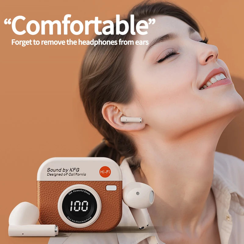 Q86 Bluetooth 5.3 Wireless Headphones - HiFi Gaming Earbuds with 24-Hour Battery, LED Display & Waterproof Design for Sports