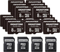 8GB Micro SD Card 20-Pack, Full HD Video, Surveillance Security Cam Action Camera Drone, 80Mb/S Micro SDHC Class 10, with Adapters