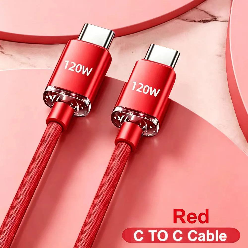 120W 6A USB-C to USB-C Fast Charging Cable - Compatible with iPhone 15 Pro Max & Samsung S24 - High-Speed Data Transfer Cord