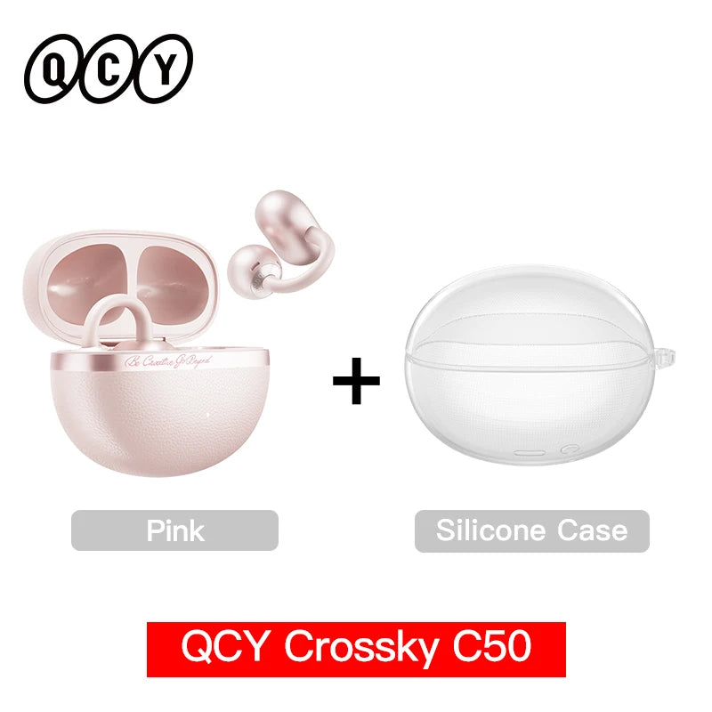 Crossky C50 Open Ear Wireless Earbuds - Bluetooth 6.0, Comfort Clip-on Sports Earphone with 4 Mic AI Clear Call & Bass Boost Sound