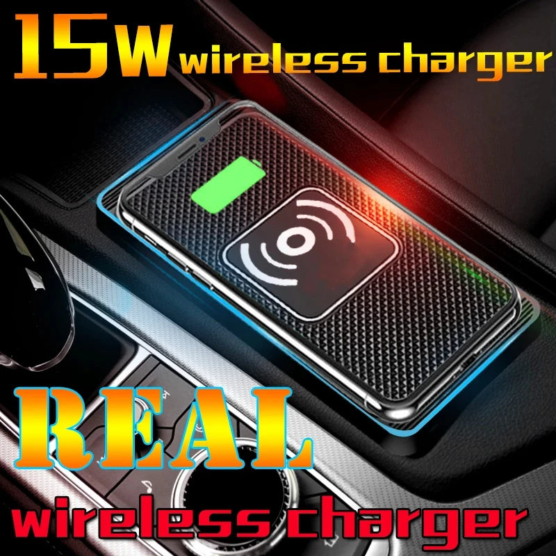 15W Fast Wireless Car Charger Pad - Non-Slip Qi Charging for iPhone 11/12/13/14 & Android Devices