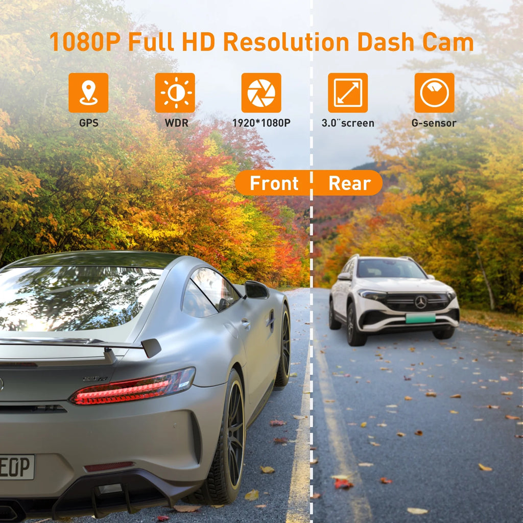 Capture Every Moment: NEXPOW Dual Dash Cam with 1080P Front & Rear Recording, Night Vision, G-Sensor, and Loop Recording