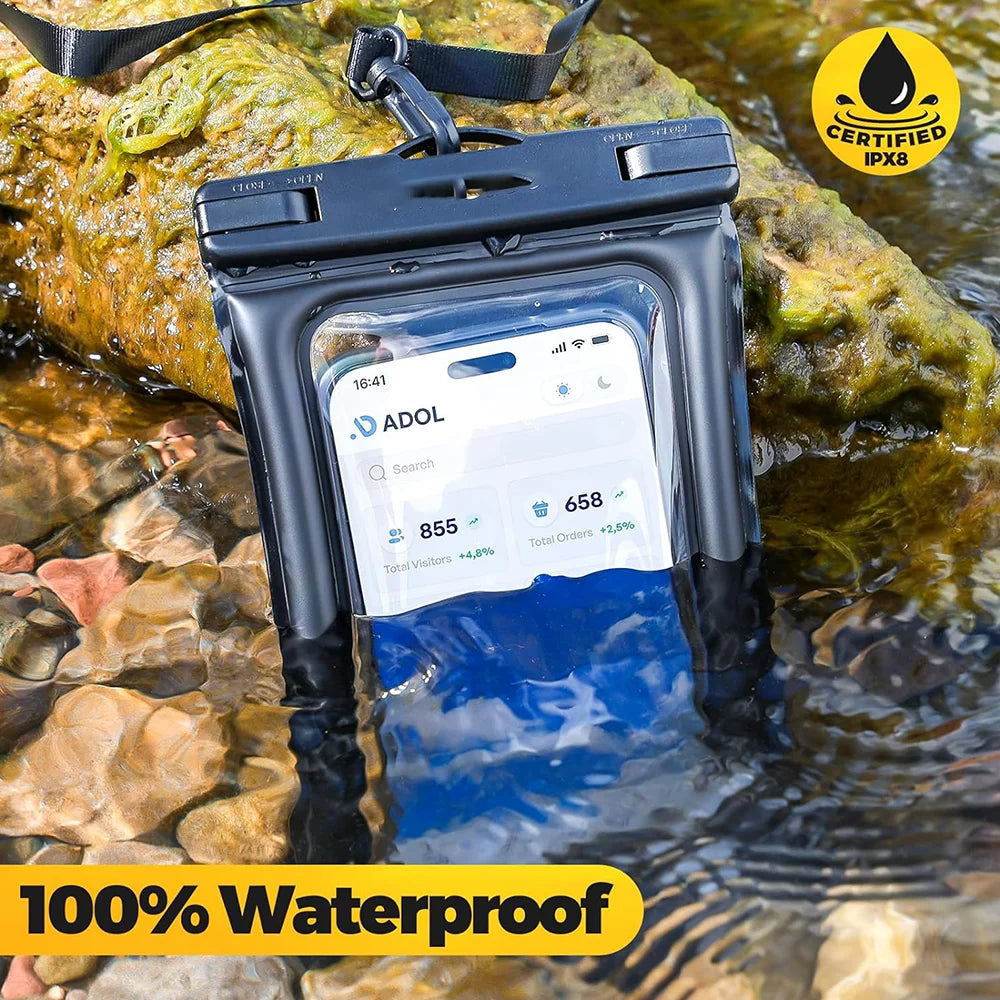 2-Pack Waterproof Phone Pouch & Case - IPX8 Floating Dry Bag for Beach Use - Fits Phones Up to 7.2 Inches