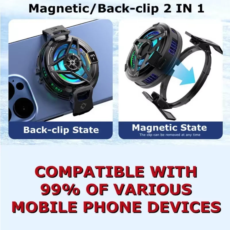 SL17 Magnetic Phone Cooler - 2-in-1 Gaming Fan & Fast Semiconductor Cooling for iOS/Android Devices