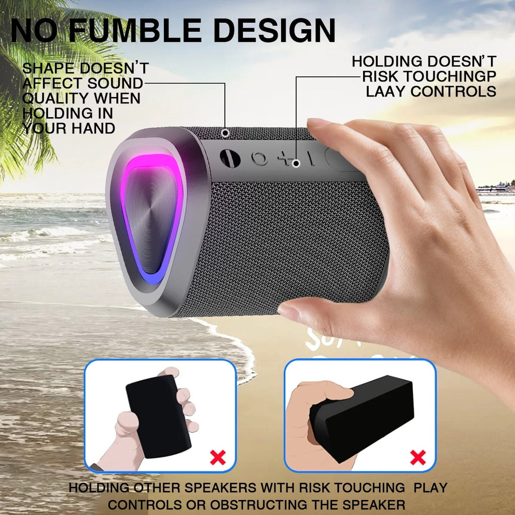 Experience Ultimate Freedom with Our Portable Bluetooth Speaker - IPX7 Waterproof, 24-Hour Playtime, and Stunning Sound in Gray