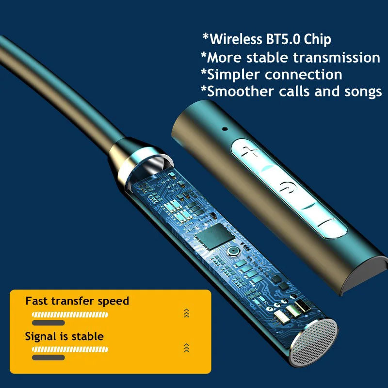 Immersive 9D Stereo Wireless Bluetooth 5.0 Neckband Earphones - Waterproof Magnetic Sport Headphones with Mic & TWS Earbuds