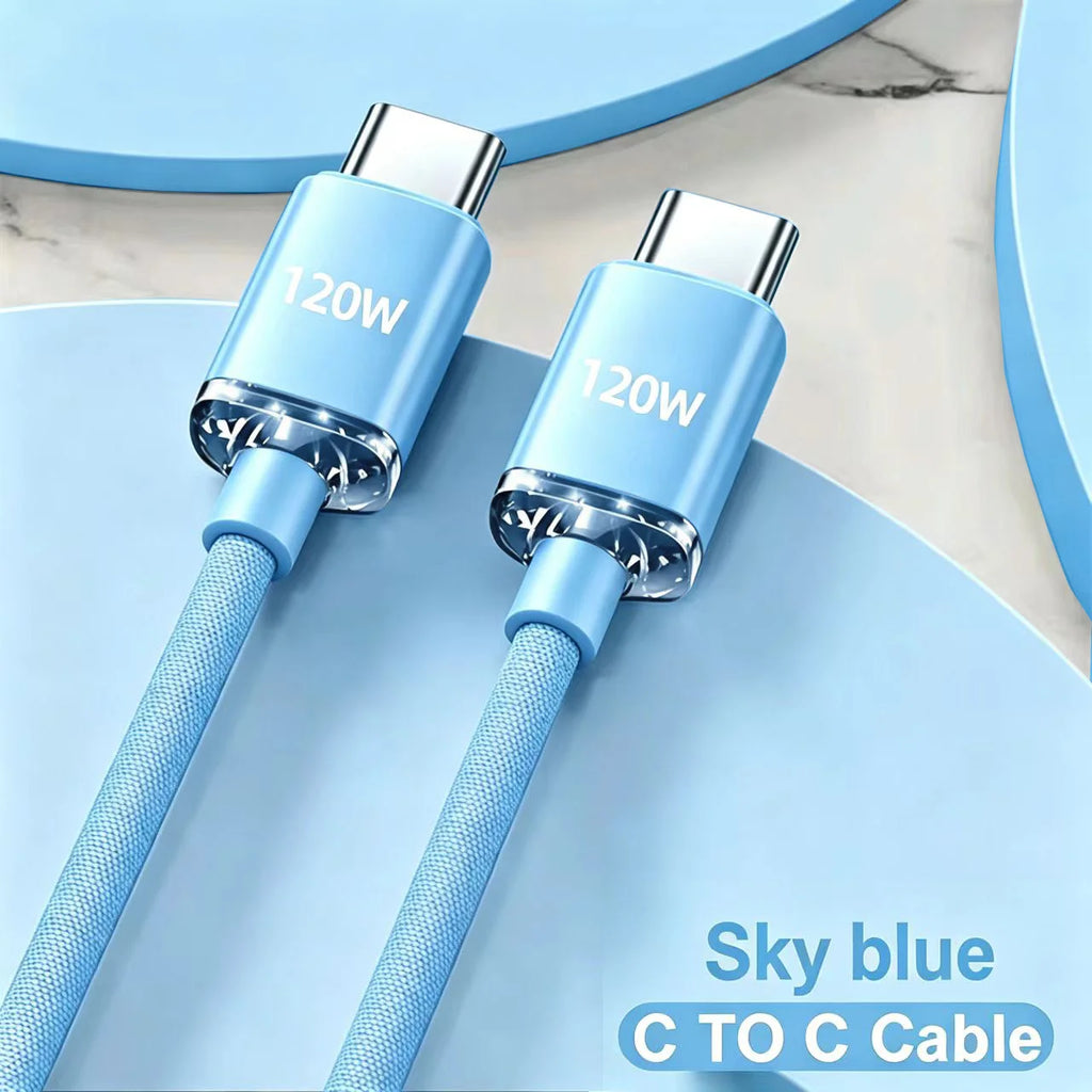 120W 6A USB-C to USB-C Fast Charging Cable - Compatible with iPhone 15 Pro Max & Samsung S24 - High-Speed Data Transfer Cord