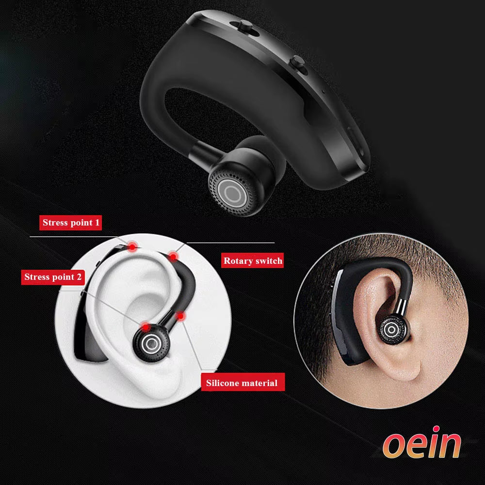 V9 Bluetooth Earphones - Wireless Handsfree Headset for Business, Sports & Driving - Compatible with iPhone & Samsung