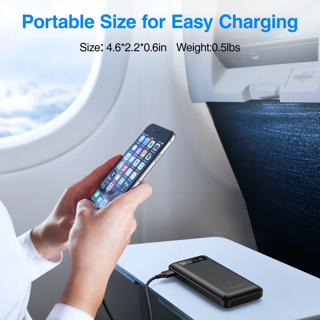 20000Mah Power Bank Portable Charger with Cables Compatible for Iphone, Android Cell Phone