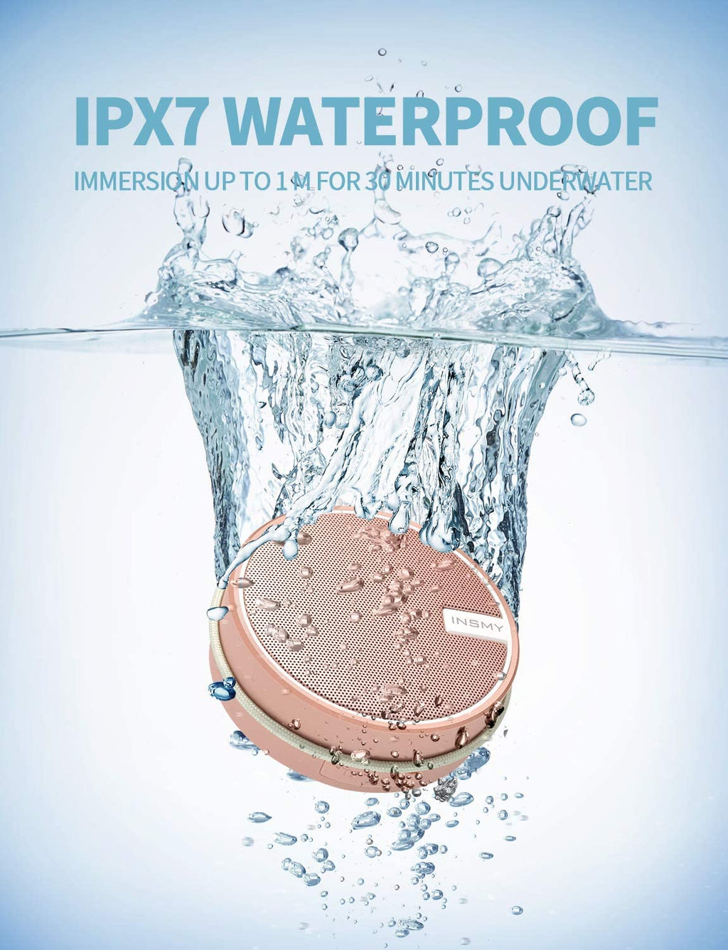 C12 Waterproof Bluetooth Shower Speaker - Portable, Suction Cup, Loud Clear Sound, Perfect for Outdoor Adventures and Home Use in Stylish Cashmere Pink
