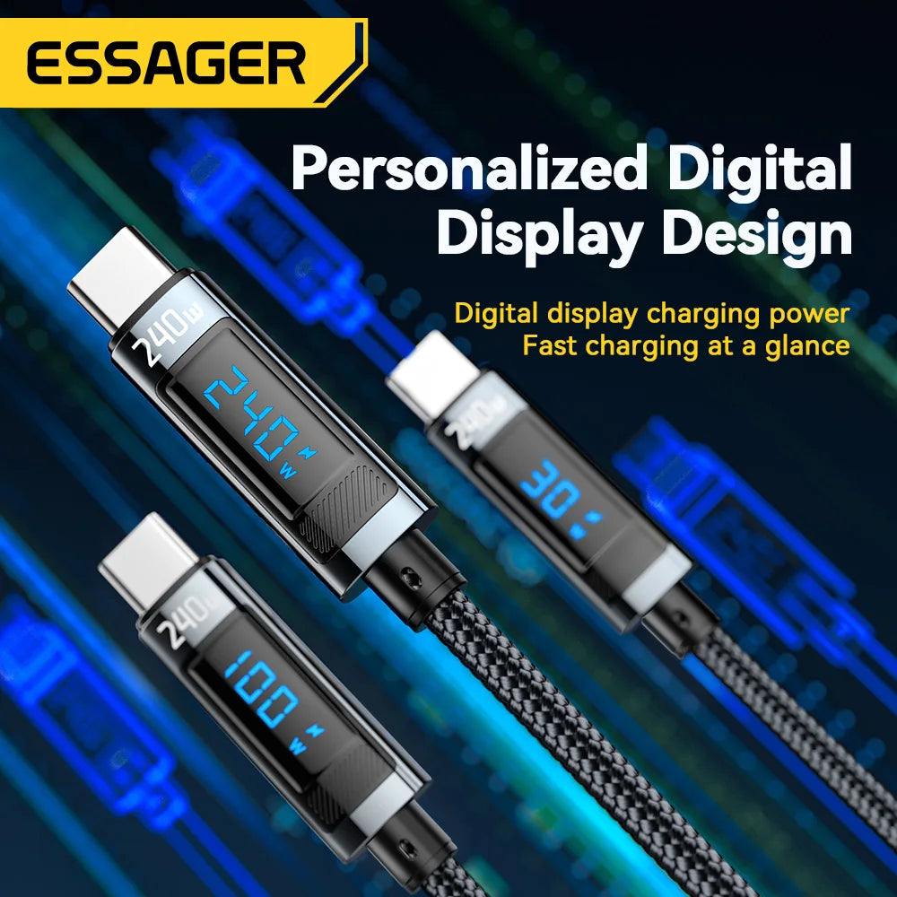 240W USB Type-C to USB-C Cable - 100W PD 3.1 Fast Charging for MacBook Pro, Xiaomi, Samsung, and More - 2M Length
