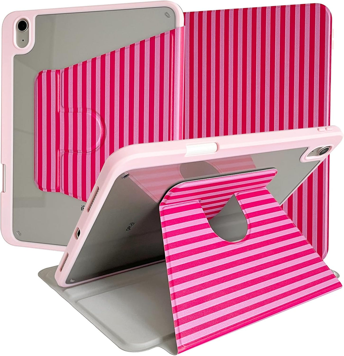 For Ipad A16 Case 11Th Generation 11 Inch 2025/Ipad 10Th Generation 10.9 Inch 2022, Protective Cover with 360 Degree Rotating Stand for Ipad A16 with Pencil Holder, Auto Wake/Sleep - Hot Pink