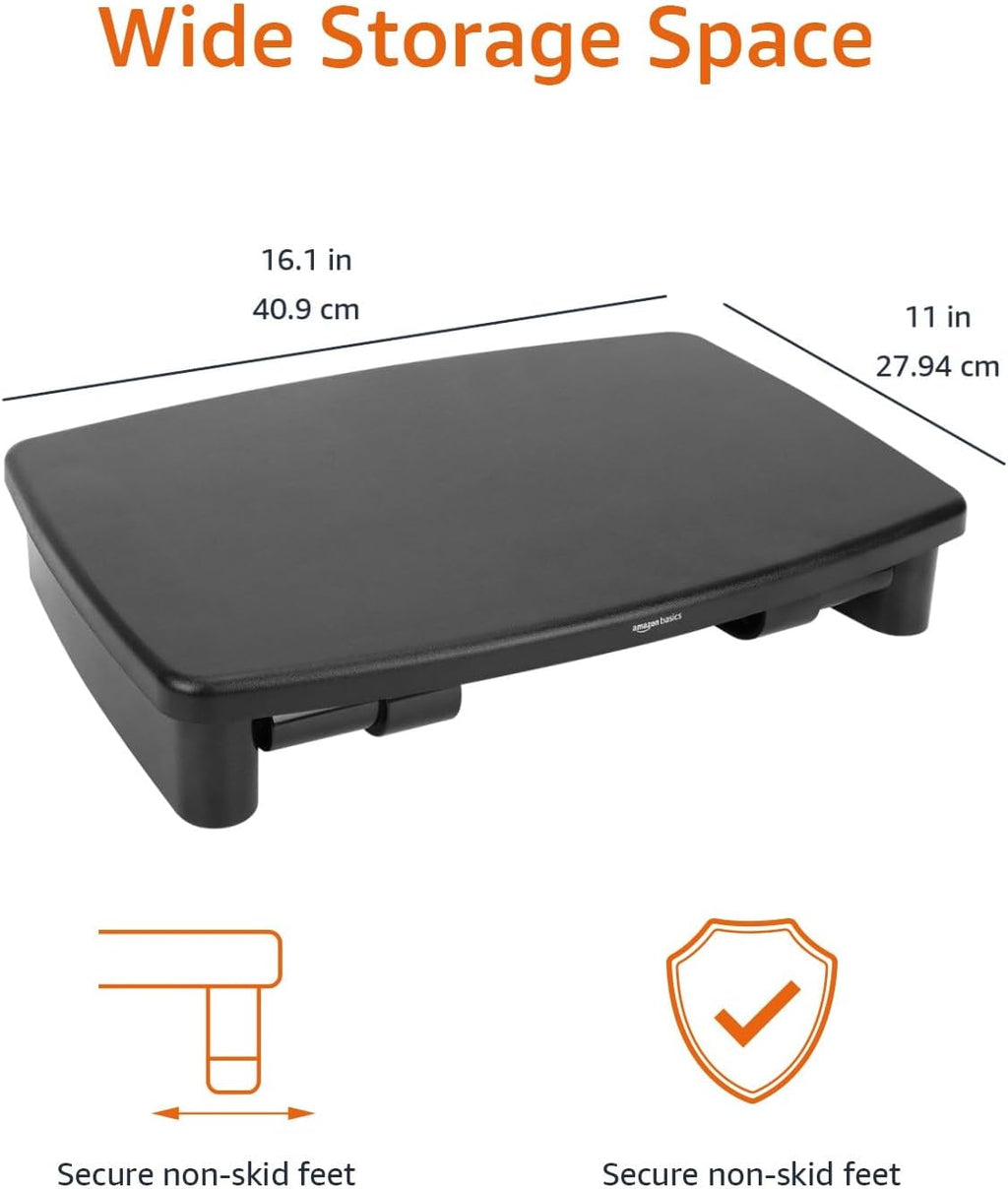 Height Adjustable Monitor Stand Riser with Storage Organizer, 3-Level Stackable Design, Durable ABS Plastic, Supports up to 22Lbs, for Monitors & Laptops, Black