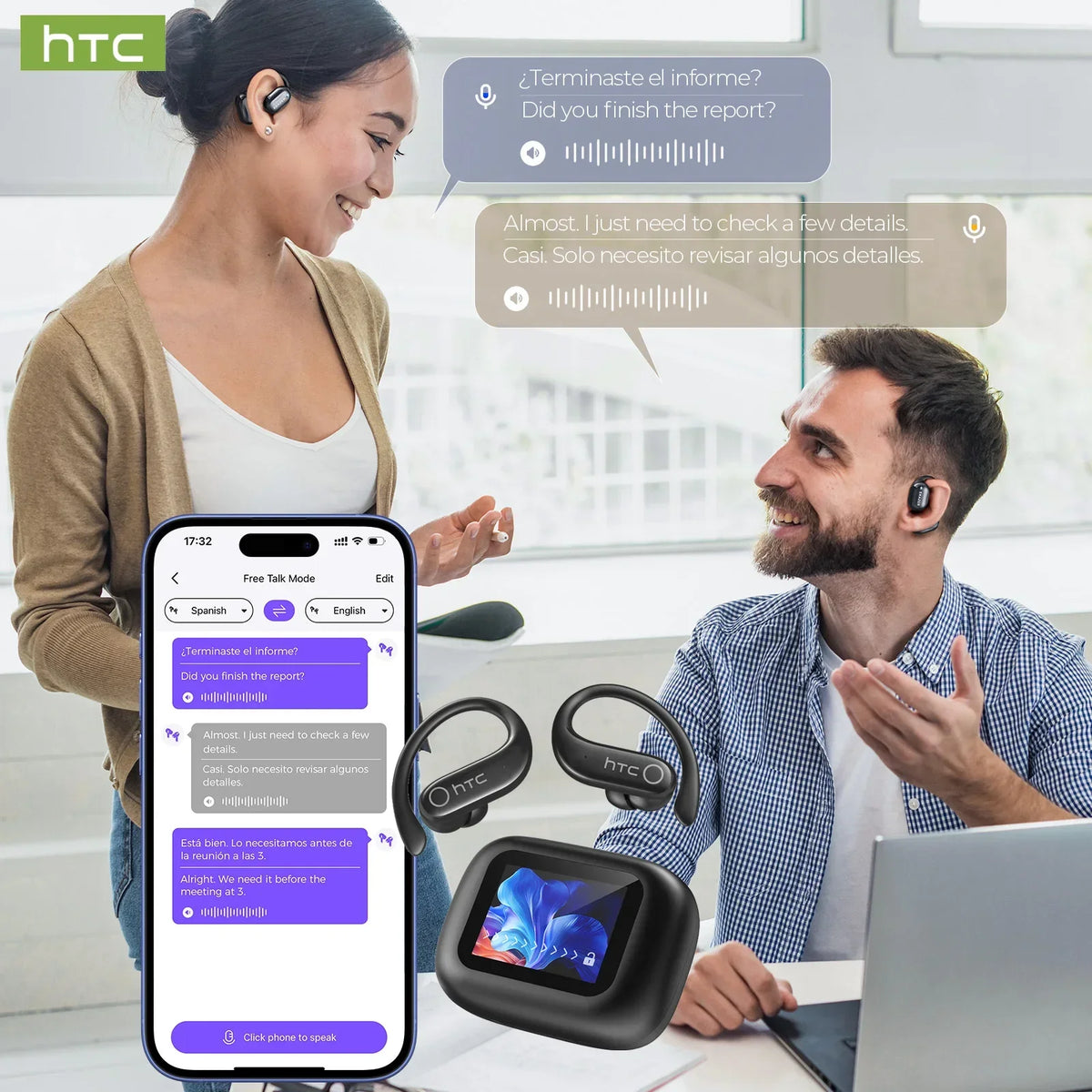 NE61 Wireless Bluetooth Earbuds - Noise-Cancelling Sports Headphones with AI Translator & Heart Rate Monitor