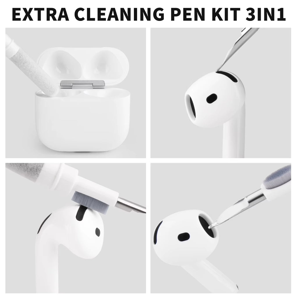3-in-1 Bluetooth Earphones Cleaning Pen Tool - Ultimate Cleaner Kit for AirPods Pro, 3, 2, 1 & Xiaomi iPhone Earbuds