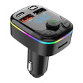 Bluetooth 5.0 Car Charger & FM Transmitter - Dual USB Type-C, Wireless Handsfree MP3 Player with Ambient Lighting