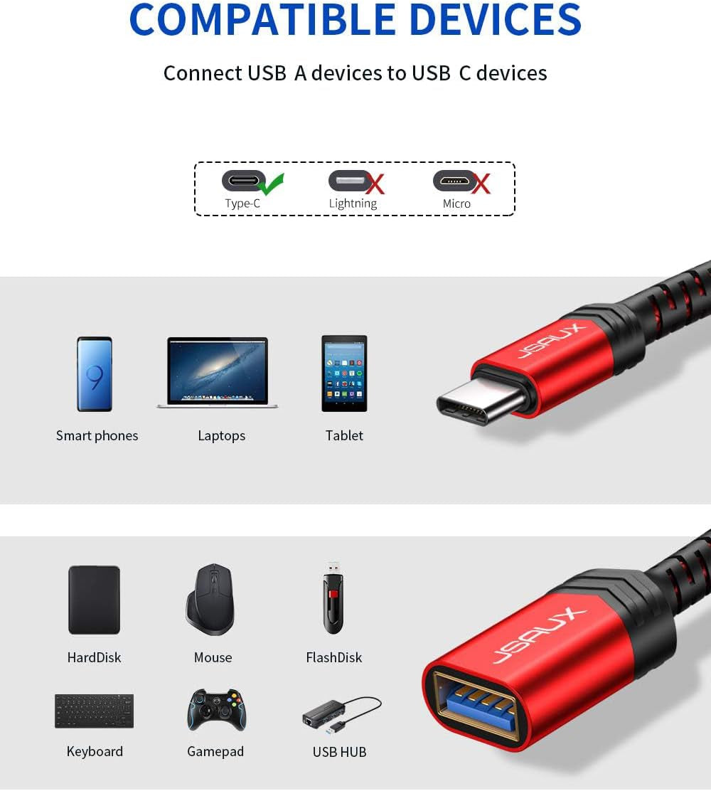 USB C to USB Adapter 3.0 [2 Pack], Type C OTG Adapter-Red | USB C Male to USB a Female Adapter Compatible with Macbook, Iphone 17 Pro Max/17 Air/17/16/15, Samsung S25/S24/S23