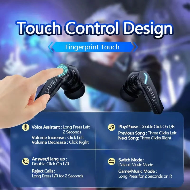 GM2 Pro Wireless Gaming Headphones - Touch Control, Noise Reduction, HiFi Stereo Sound, Perfect for Sports and Music