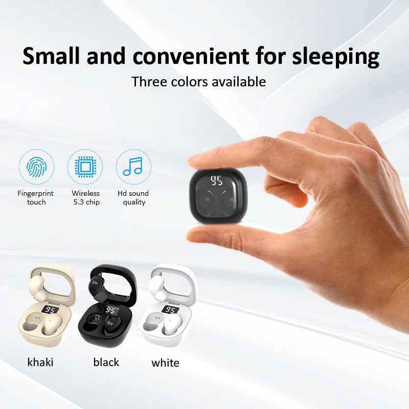 SK19 Bluetooth 5.3 Mini Invisible TWS Earbuds - HIFI Stereo Wireless Headphones with Noise Reduction & Microphone