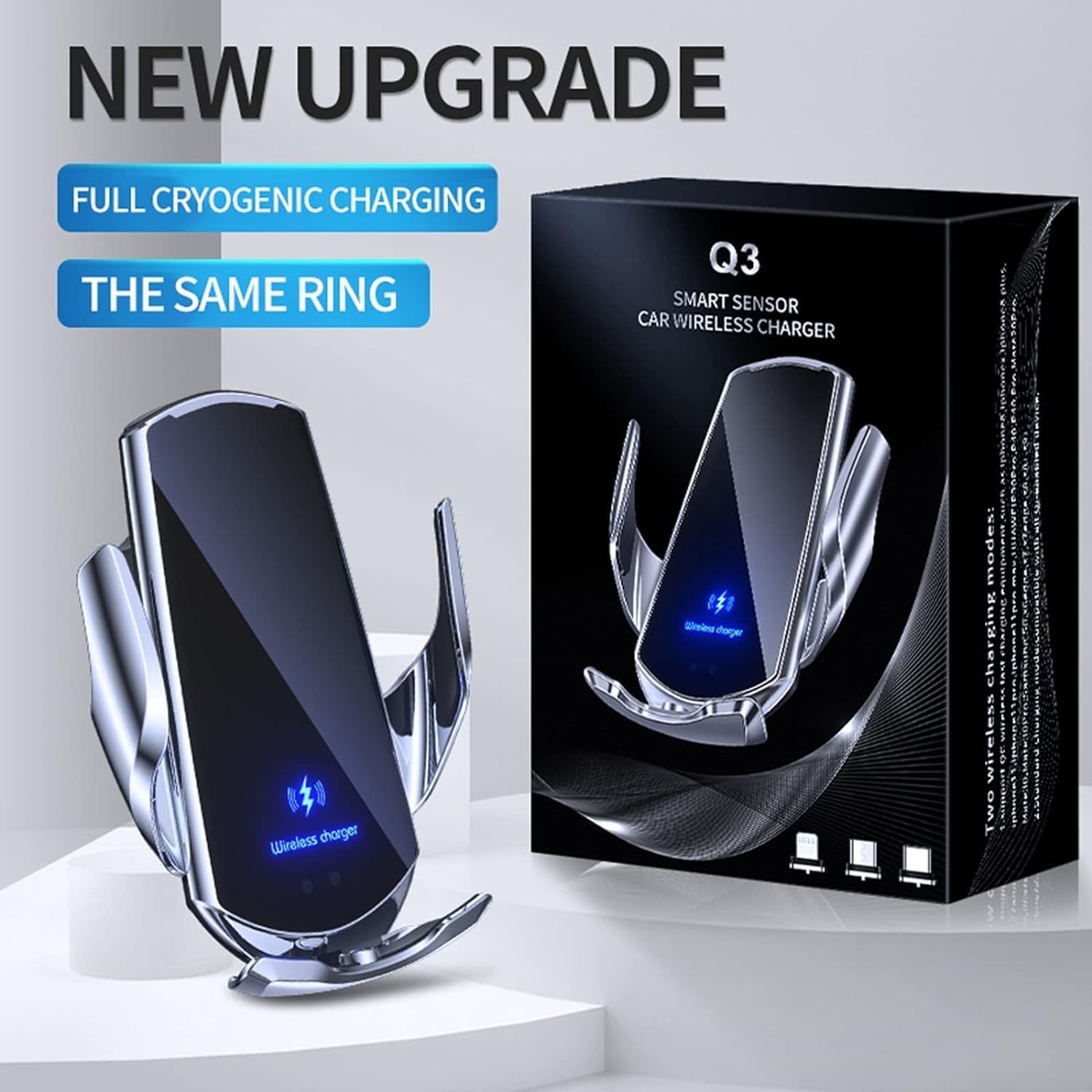 Revolutionary 15W Wireless Car Charger Mount - Auto-Clamping Air Vent Holder for All Smartphones