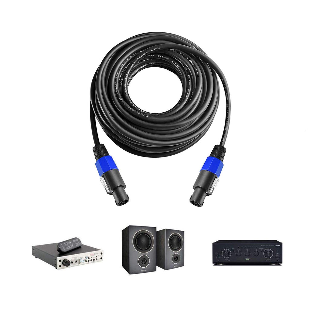 2Pcs 10Ft Pro Speakon to Speakon Cable 7Mm Twist Lock Audio Speaker Wire