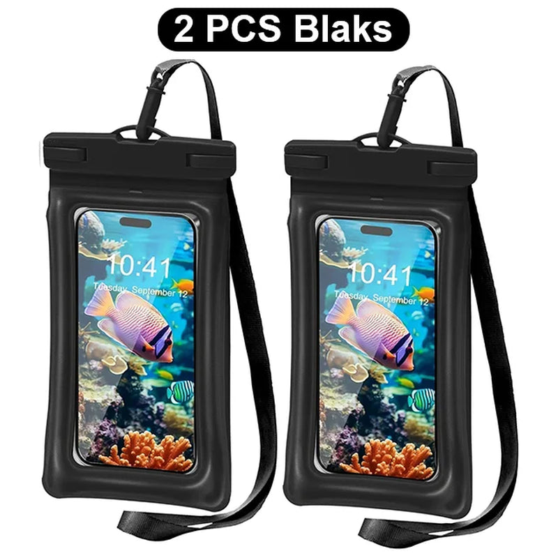 2-Pack Waterproof Phone Pouch & Case - IPX8 Floating Dry Bag for Beach Use - Fits Phones Up to 7.2 Inches