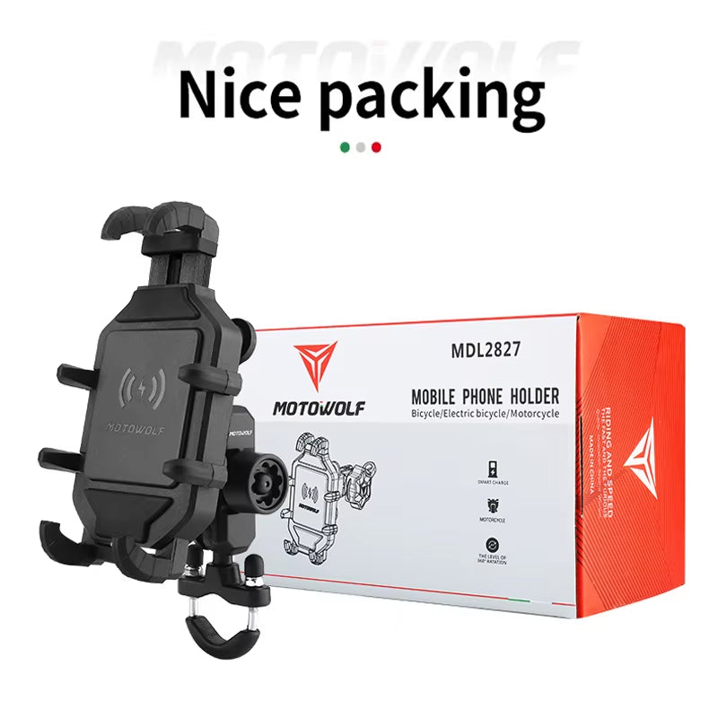 Ultimate Motorcycle Wireless Charging Phone Holder - 3.0 Quick Charger for 4-7 Inch Devices - GPS & Cellphone Handlebar Mount