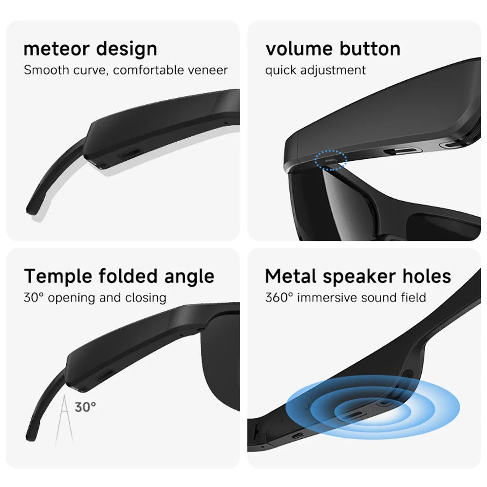 Smart Sunglasses with Wireless Headphones - Bluetooth 5.0 Outdoor Sports Music Glasses for Men