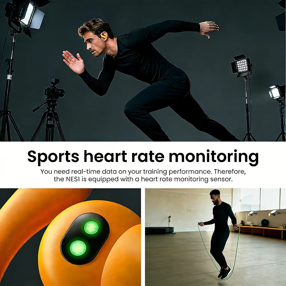 NE61 Wireless Bluetooth Earbuds - Noise-Cancelling Sports Headphones with AI Translator & Heart Rate Monitor