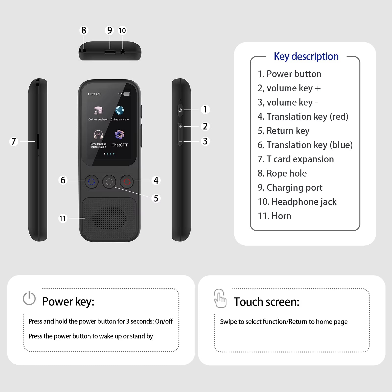 S80 AI Language Translator Device - Effortless Communication in 138 Languages with Offline Support
