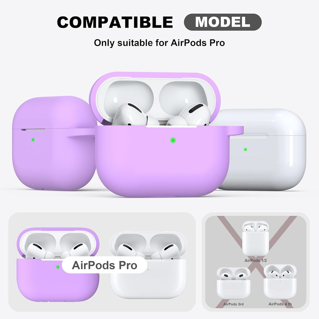 For Airpods Pro 2 Case Silicone Cover, Lavender | Compatible with Apple Airpods Pro 2Nd/1St Generation with Keychain & Cleaner Kit, Wireless Charging Compatible