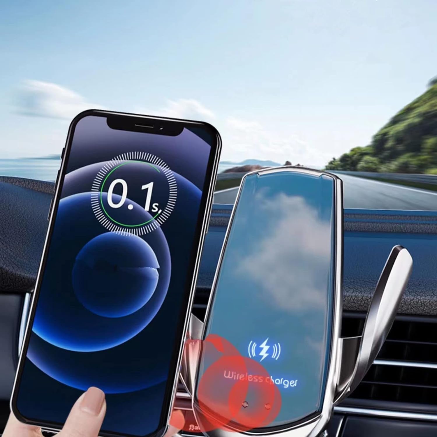 Revolutionary 15W Wireless Car Charger Mount - Auto-Clamping Air Vent Holder for All Smartphones