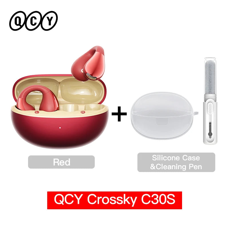Crossky C30S Hi-Res Open Ear Wireless Earphones - Bluetooth 6.0 Clip-On Sports Headphones with 40 Hours Playtime