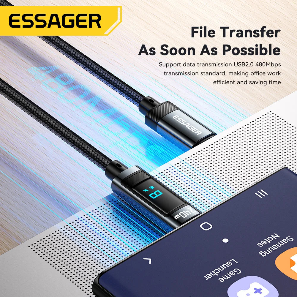 240W USB Type-C to USB-C Cable - 100W PD 3.1 Fast Charging for MacBook Pro, Xiaomi, Samsung, and More - 2M Length