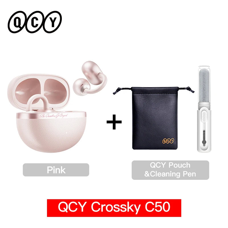 Crossky C50 Open Ear Wireless Earbuds - Bluetooth 6.0, Comfort Clip-on Sports Earphone with 4 Mic AI Clear Call & Bass Boost Sound