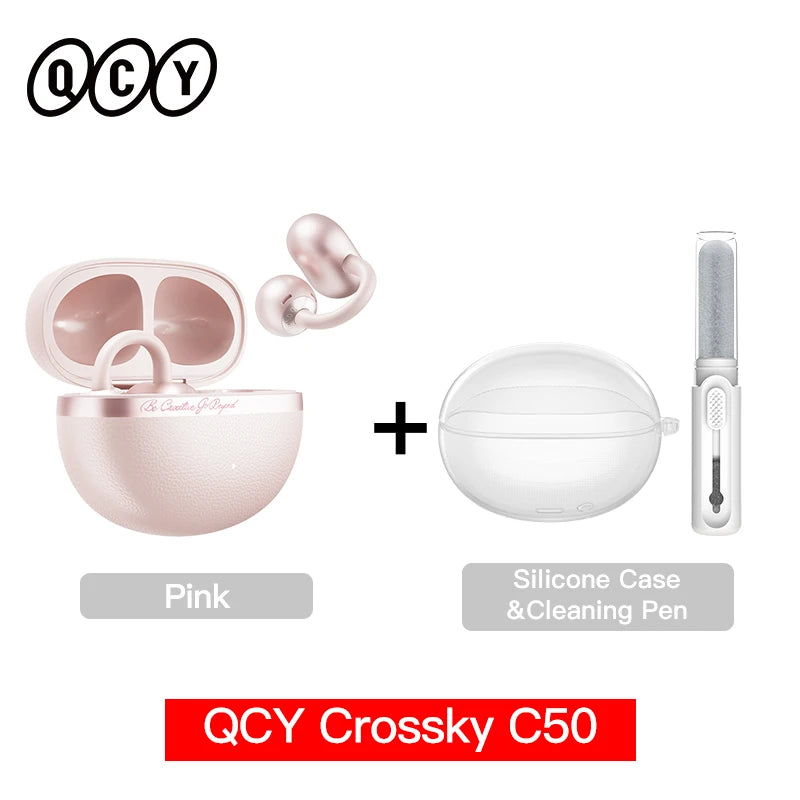 Crossky C50 Open Ear Wireless Earbuds - Bluetooth 6.0, Comfort Clip-on Sports Earphone with 4 Mic AI Clear Call & Bass Boost Sound
