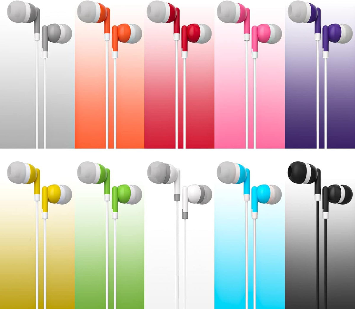 Bulk Earbuds with 3.5 Mm Headphone Plug - 100 Pack Wholesale Bundle - Multi Color