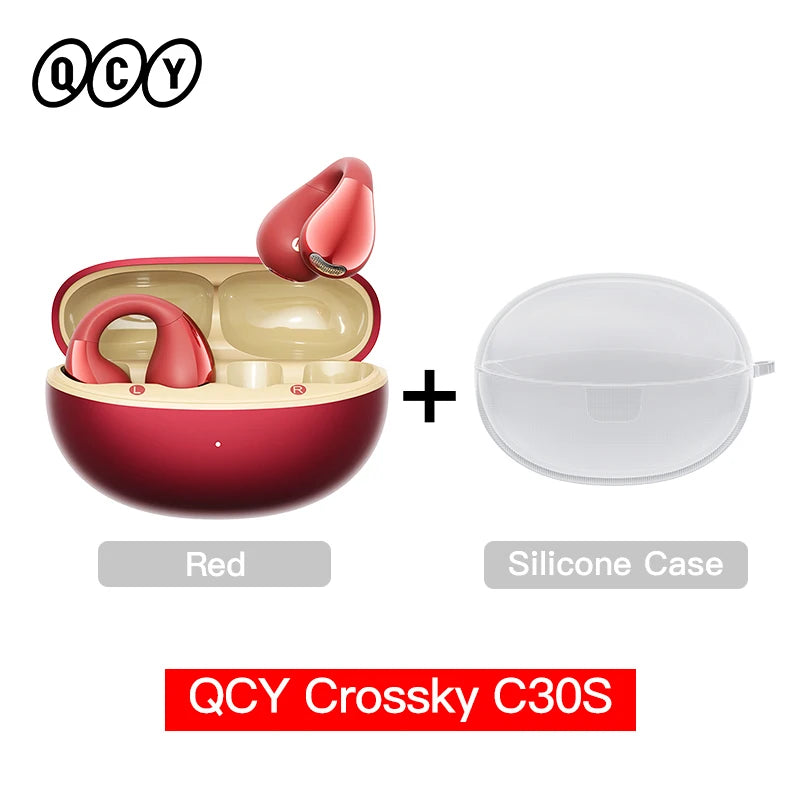 Crossky C30S Hi-Res Open Ear Wireless Earphones - Bluetooth 6.0 Clip-On Sports Headphones with 40 Hours Playtime